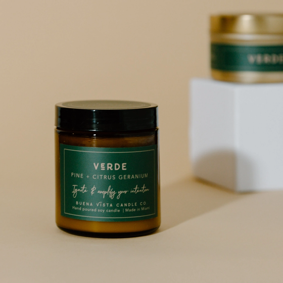 Verde (Pine + Citrus Geranium) Soy Amber Glass Candle